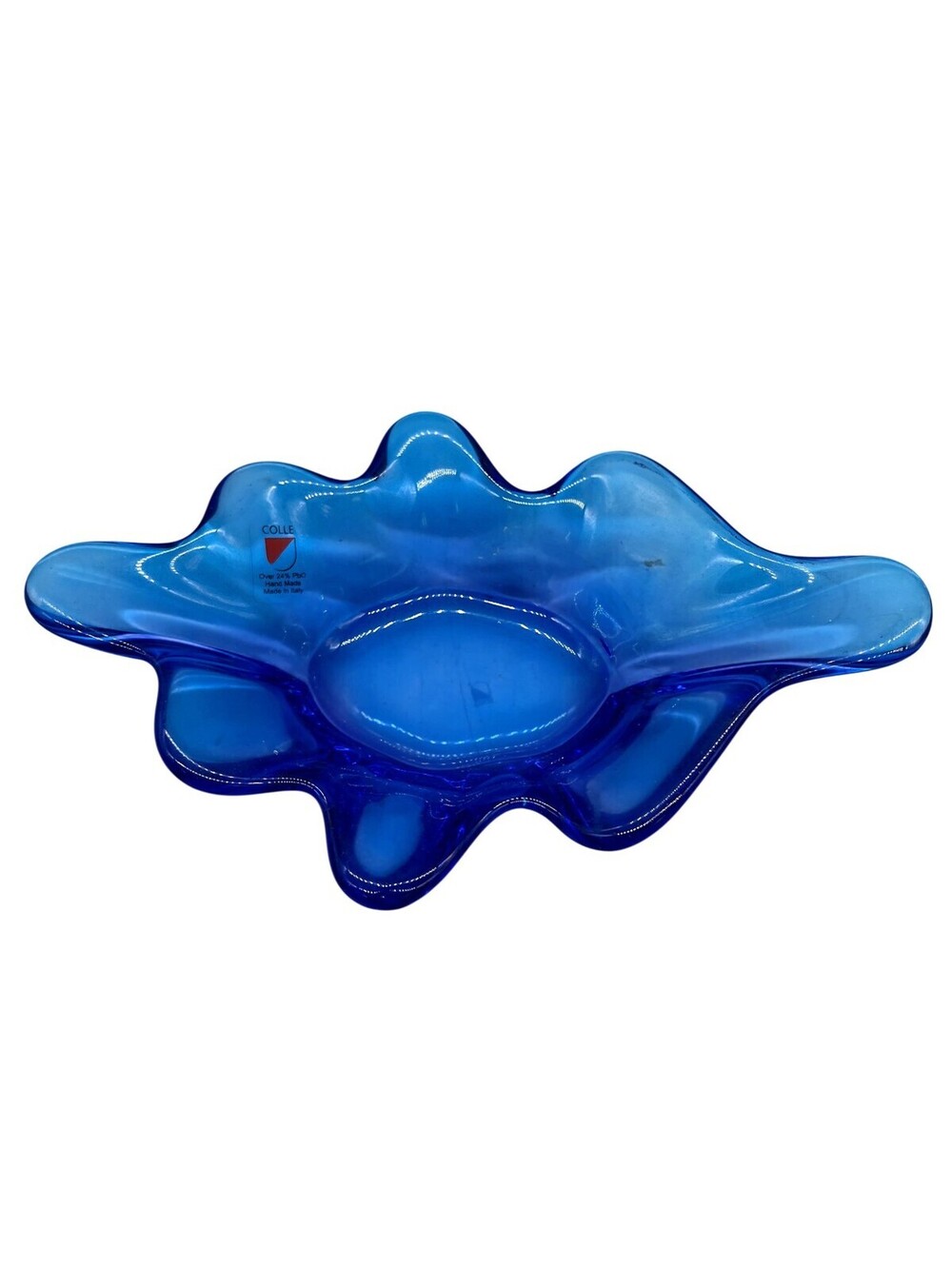 Colle Blue Lead Crystal Art Glass Ashtray Freeform Dish Italy Home Decor